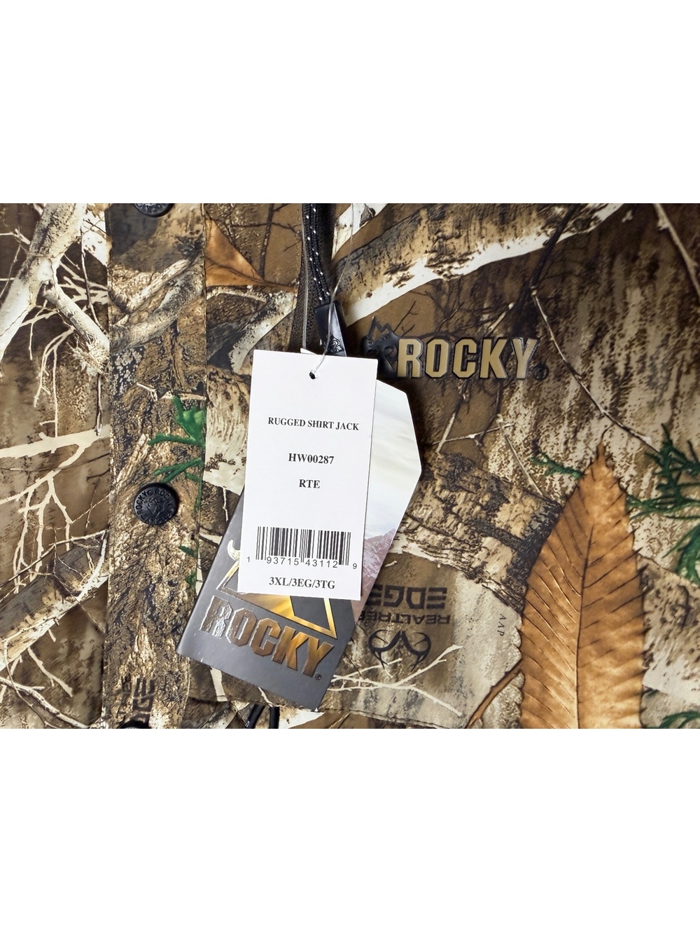 Rocky Rugged Shirt Jacket HW00287 RTE Real Tree Camo Mens 3X - Picture 4 of 5